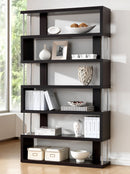 Yanka Dark Brown Six-Shelf Modern Bookcase Baxton