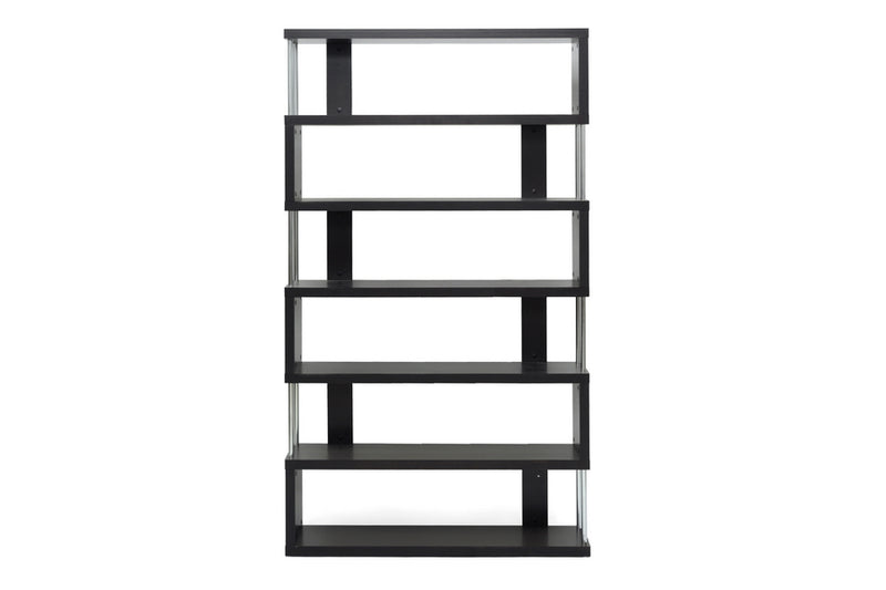 Yanka Dark Brown Six-Shelf Modern Bookcase 