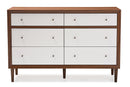 Stephen White and Walnut Wood 6-drawer Storage Dresser Baxton