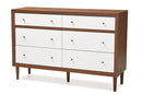 Stephen White and Walnut Wood 6-drawer Storage Dresser Baxton