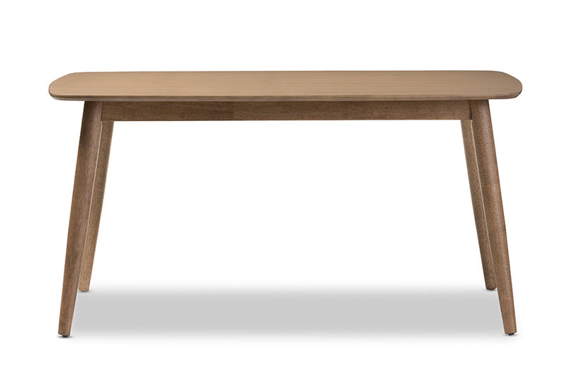 Giza Black Faux Leather and "Oak" Light Brown Finishing Wood 5-Peice Dining Set Baxton