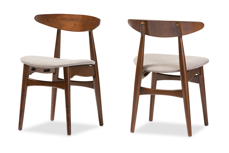 Elara Light Gray Fabric and "Oak" Medium Brown Finishing Wood 6-Piece Dining Set Baxton