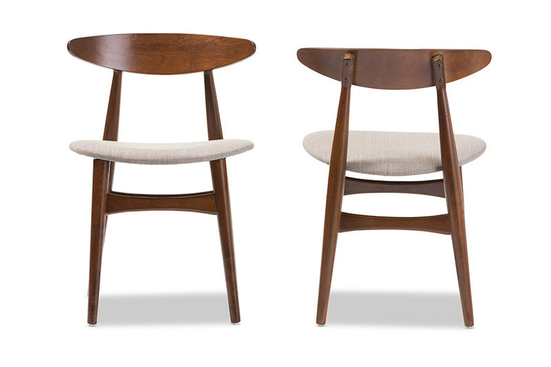 Elara Light Gray Fabric and "Oak" Medium Brown Finishing Wood 6-Piece Dining Set Baxton