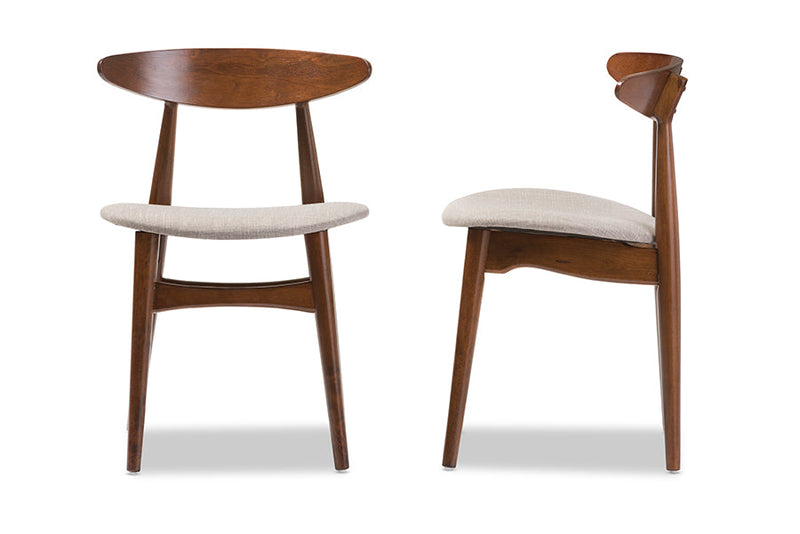 Elara Light Gray Fabric and "Oak" Medium Brown Finishing Wood Dining Chair Baxton