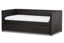 Celerina Black Faux Leather Button-Tufting Sofa Twin Daybed w/Roll-Out Trundle Baxton