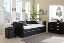 Celerina Black Faux Leather Button-Tufting Sofa Twin Daybed w/Roll-Out Trundle Baxton