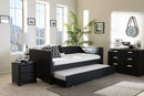 Celerina Black Faux Leather Button-Tufting Sofa Twin Daybed w/Roll-Out Trundle Baxton