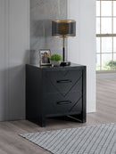 Morris 2-Drawers Nightstand, Black