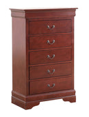LouisPhillipe 31"L x 48"H 5-Drawers Chest, Cherry