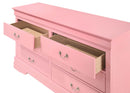 LouisPhillipe 6-Drawers Dresser, Pink