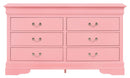 LouisPhillipe 6-Drawers Dresser, Pink