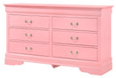 LouisPhillipe 6-Drawers Dresser, Pink