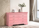 LouisPhillipe 6-Drawers Dresser, Pink