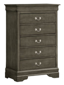 LouisPhillipe 5-Drawers Chest, Gray
