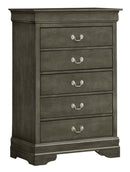 LouisPhillipe 5-Drawers Chest, Gray
