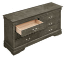 LouisPhillipe 6-Drawers Dresser, Gray