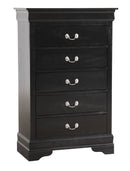 LouisPhillipe 5-Drawers Chest, Black