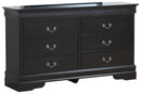LouisPhillipe 6-Drawers Dresser, Black
