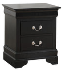 LouisPhillipe 2-Drawers Nightstand, Black