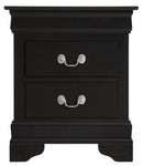 LouisPhillipe 2-Drawers Nightstand, Black