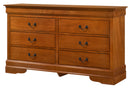 LouisPhillipe 6-Drawers Dresser, Oak