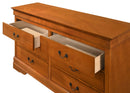 LouisPhillipe 6-Drawers Dresser w/Carved Base, Oak