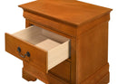 LouisPhillipe 2-Drawers Nightstand w/Carved Base, Oak