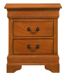 LouisPhillipe 2-Drawers Nightstand w/Carved Base, Oak