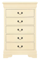 LouisPhillipe 5-Drawers Chest w/Carved Base, Beige