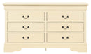 LouisPhillipe 6-Drawers Dresser w/Carved Base, Beige