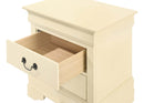 LouisPhillipe 2-Drawers Nightstand w/Carved Base, Beige