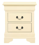 LouisPhillipe 2-Drawers Nightstand w/Carved Base, Beige