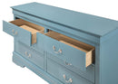 LouisPhillipe 6-Drawers Dresser w/Carved Base, Teal