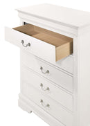LouisPhillipe 5-Drawers Chest w/Carved Base, White