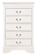 LouisPhillipe 5-Drawers Chest w/Carved Base, White