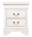 LouisPhillipe 2-Drawers Nightstand w/Carved Base, White