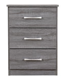 Boston 3-Drawers Nightstand, Gray