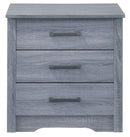 Hudson 3-Drawers Nightstand, Gray