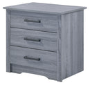 Hudson 3-Drawers Nightstand, Gray