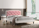 Deb Full Box Spring Bed, White/Pink