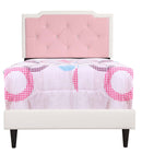 Deb Twin Box Spring Bed, White/Pink