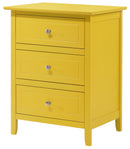 Daniel 3-Drawers Nightstand, Yellow