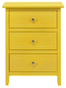Daniel 3-Drawers Nightstand, Yellow