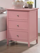 Daniel 3-Drawers Nightstand, Pink