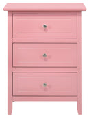 Daniel 3-Drawers Nightstand, Pink