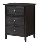 Daniel 3-Drawers Nightstand, Black
