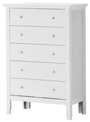 Primo 5-Drawers Chest, White