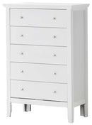 Primo 5-Drawers Chest, White