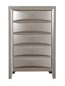 Marilla 5-Drawers Chest, Silver Champagne