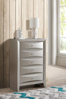 Marilla 5-Drawers Chest, Silver Champagne